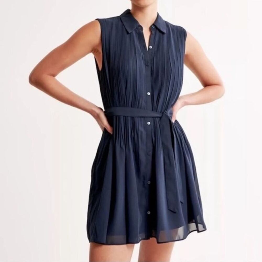 Joie Sleeveless Pleat Mini Button Up Shirt Dress Size L Casual Preppy Classic